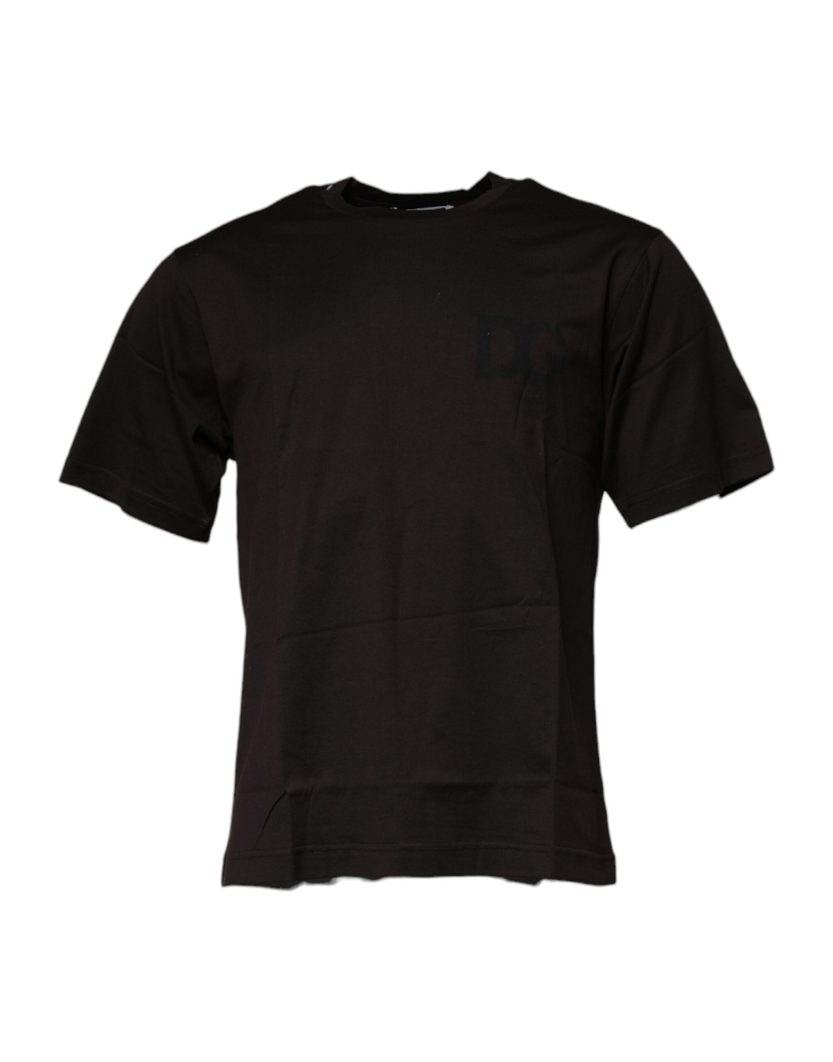 Dunkelbraunes T-Shirt aus Baumwolle mit Rundhalsausschnitt und Logo