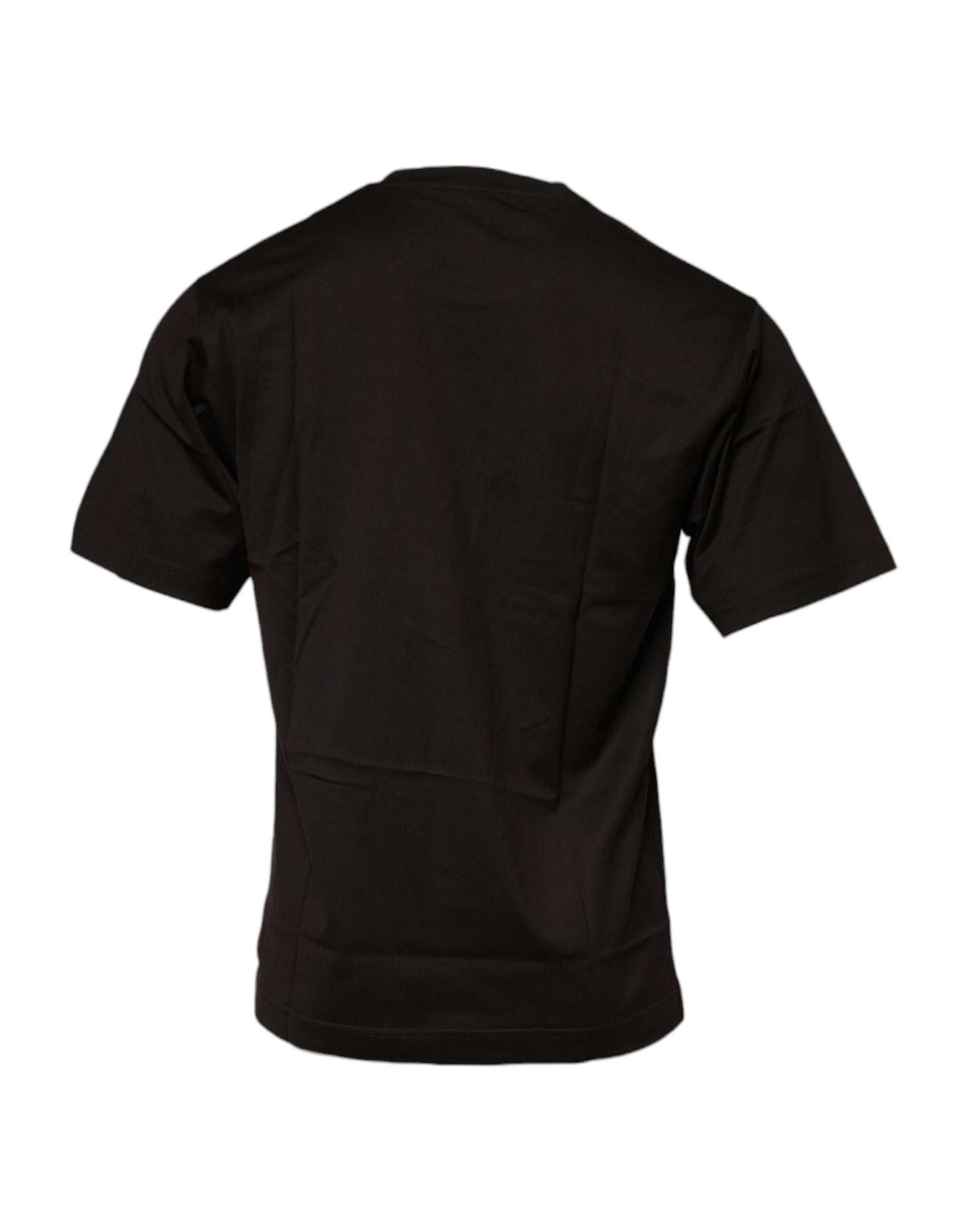 Dunkelbraunes T-Shirt aus Baumwolle mit Rundhalsausschnitt und Logo