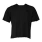 Schwarzes Baumwoll-T-Shirt mit Rundhalsausschnitt und DG-Logo