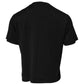 Schwarzes Baumwoll-T-Shirt mit Rundhalsausschnitt und DG-Logo