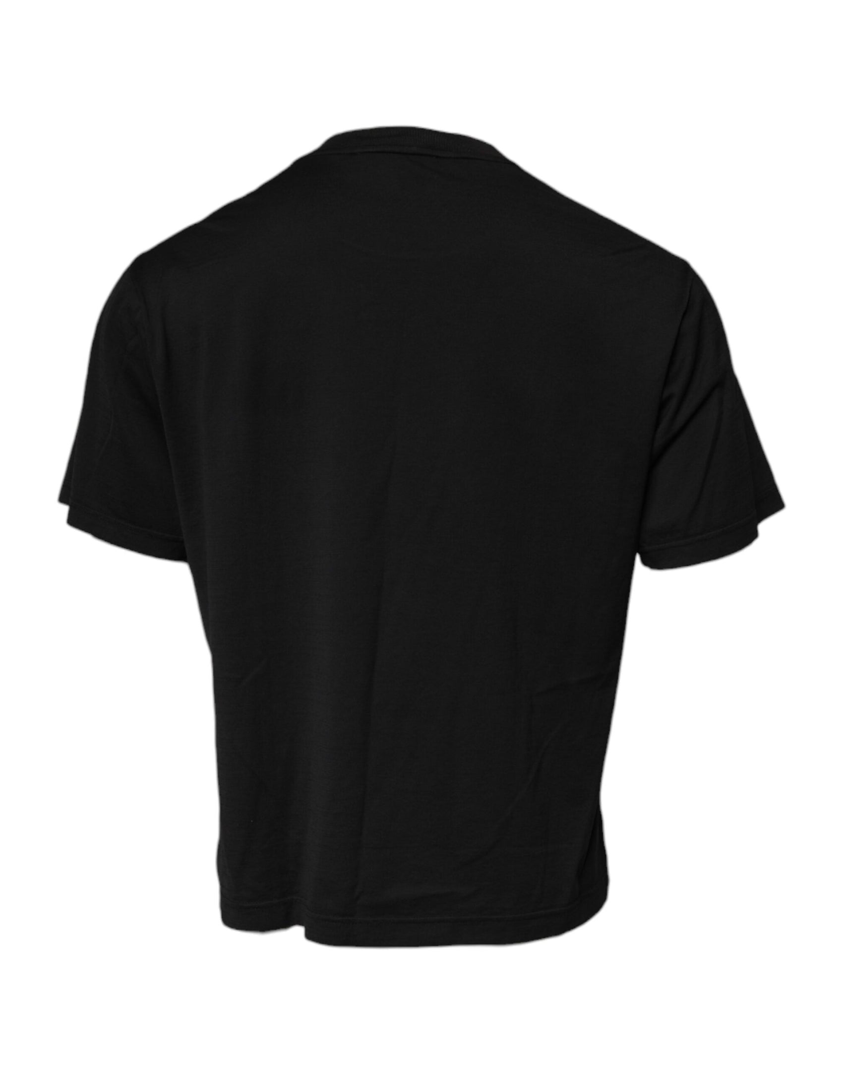 Schwarzes Baumwoll-T-Shirt mit Rundhalsausschnitt und DG-Logo