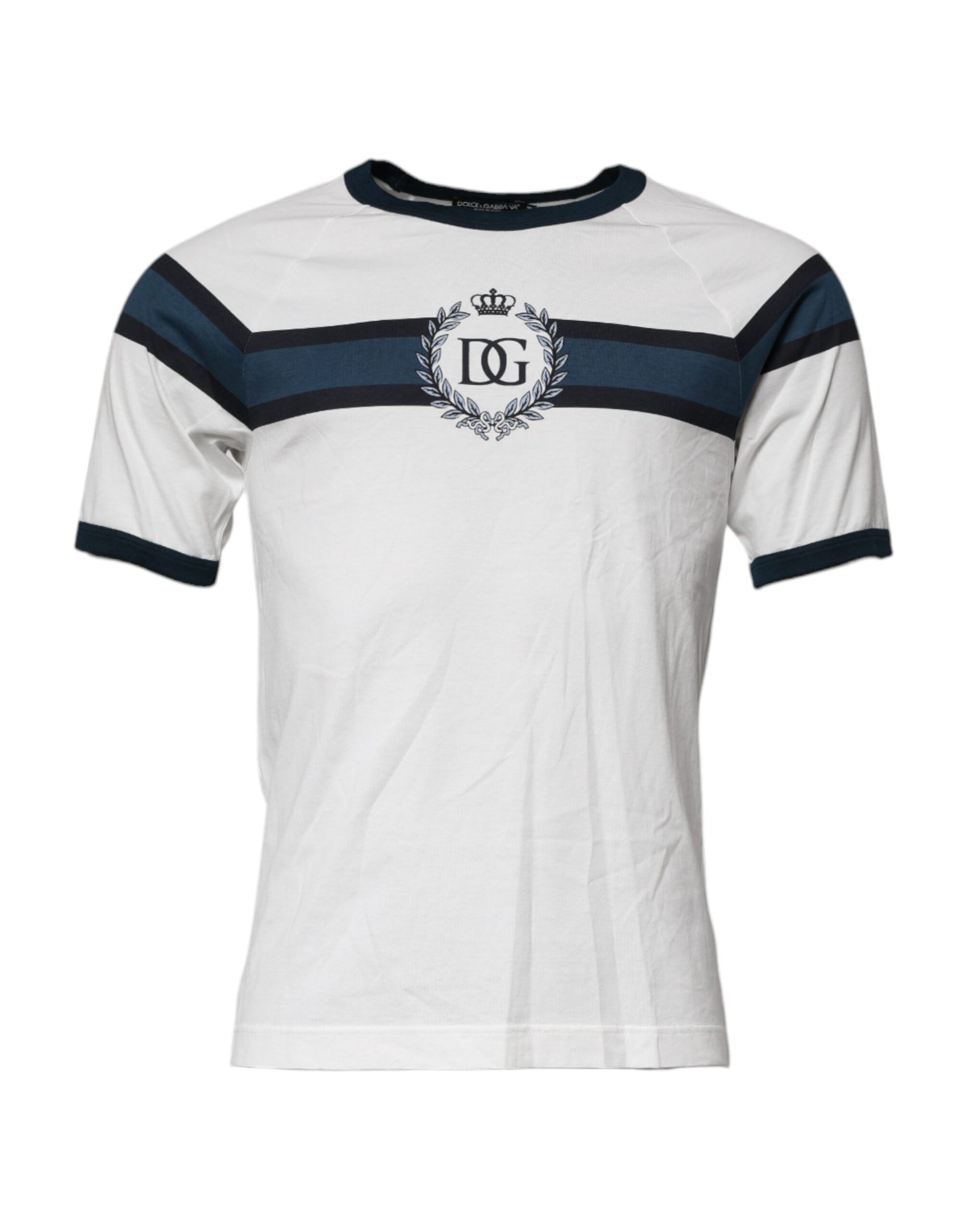 T-shirt girocollo da uomo in cotone con stampa logo bianco