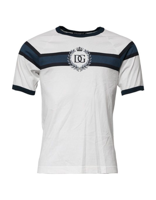 T-shirt girocollo da uomo in cotone con stampa logo bianco