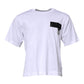 T-shirt girocollo in cotone con toppa con logo bianco