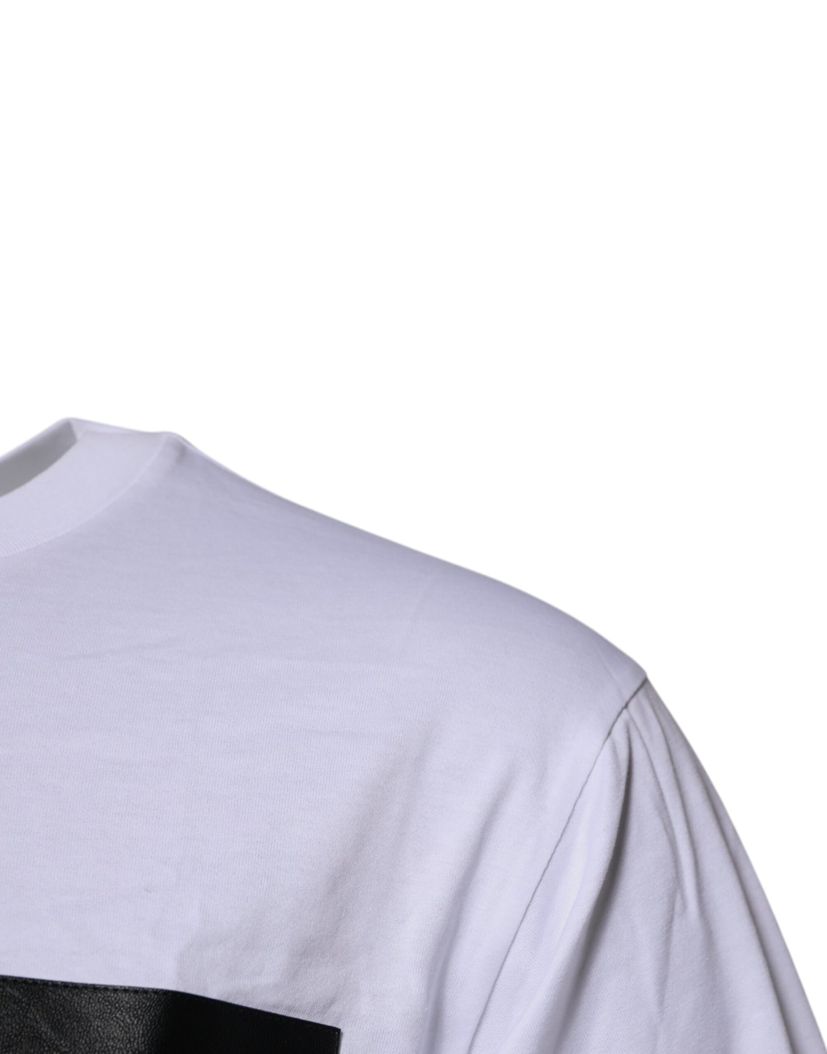 Weißes Baumwoll-T-Shirt mit Rundhalsausschnitt und Logo-Patch