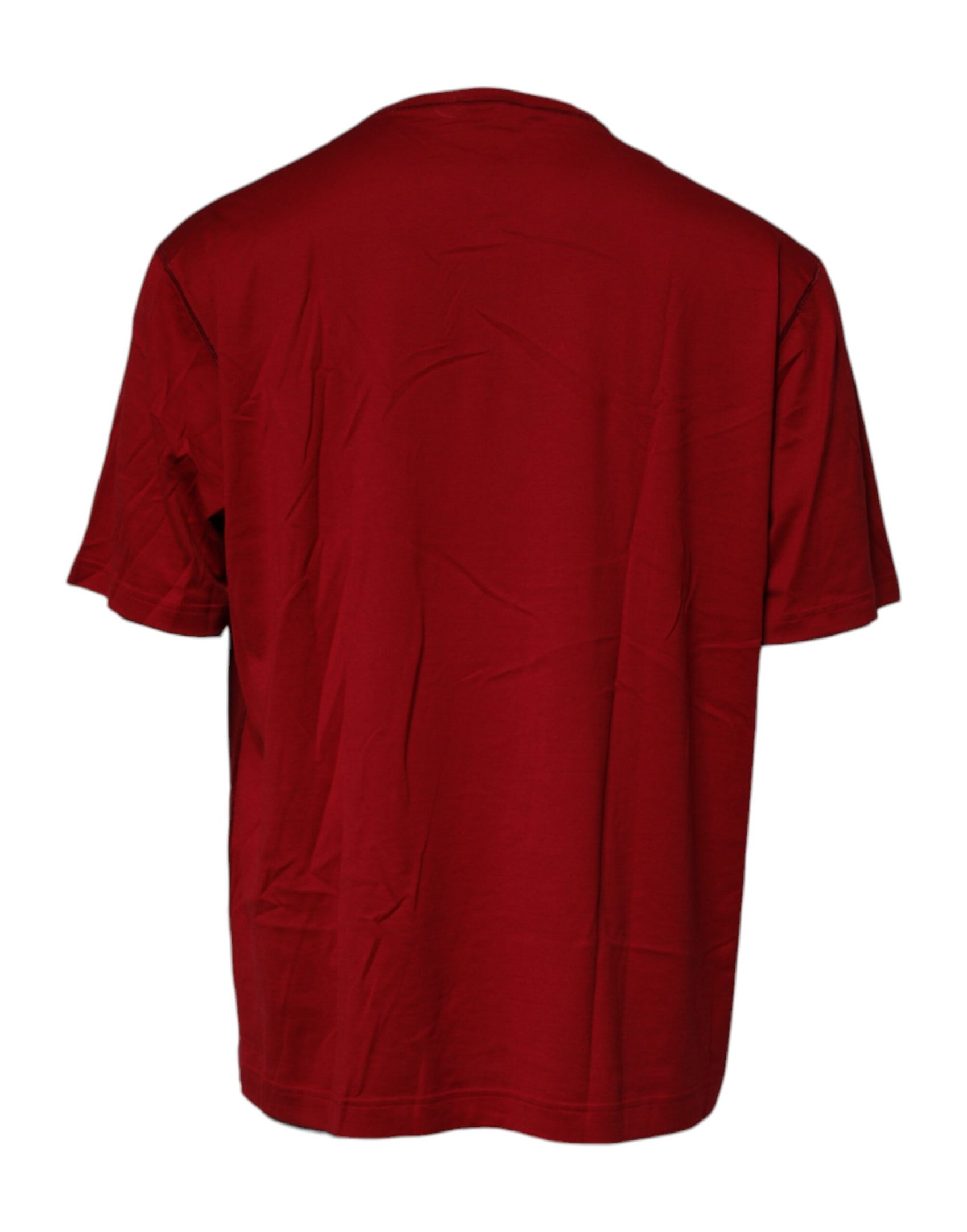 Rotes Baumwoll-T-Shirt mit Rundhalsausschnitt und Logoband