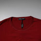 Rotes Baumwoll-T-Shirt mit Rundhalsausschnitt und Logoband