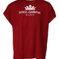 Rotes Baumwoll-T-Shirt mit Rundhalsausschnitt und Logo-Krone
