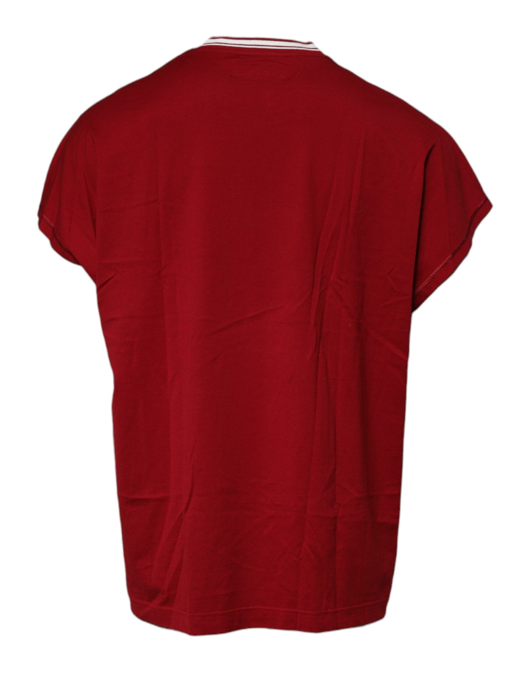 Rotes Baumwoll-T-Shirt mit Rundhalsausschnitt und Logo-Krone