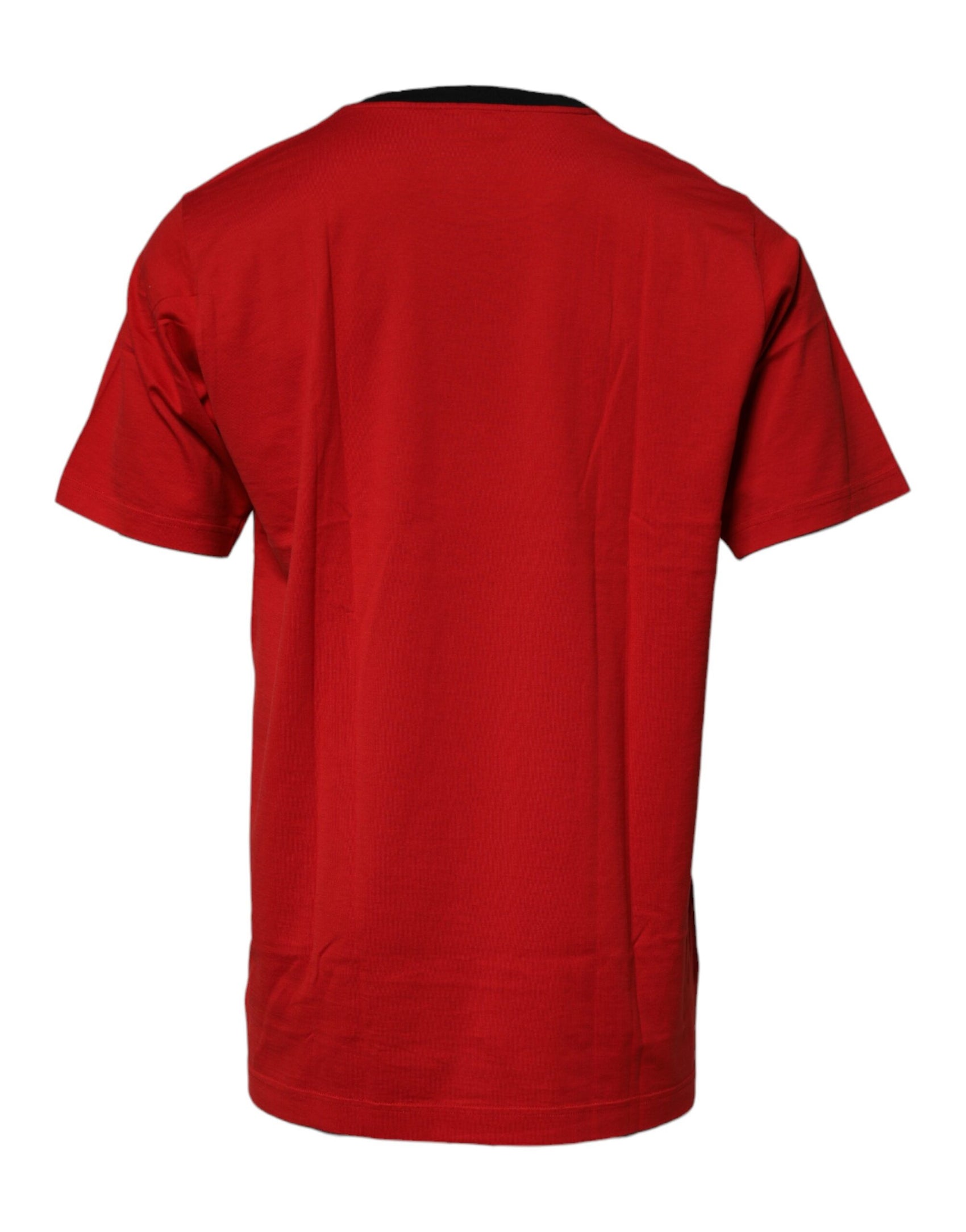 Rotes Baumwoll-T-Shirt mit Rundhalsausschnitt und Logo-Krone