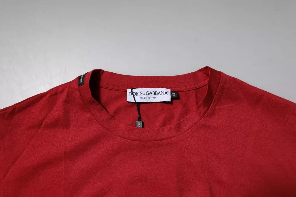 Rotes T-Shirt aus Baumwolle mit Rundhalsausschnitt und DG-Logo