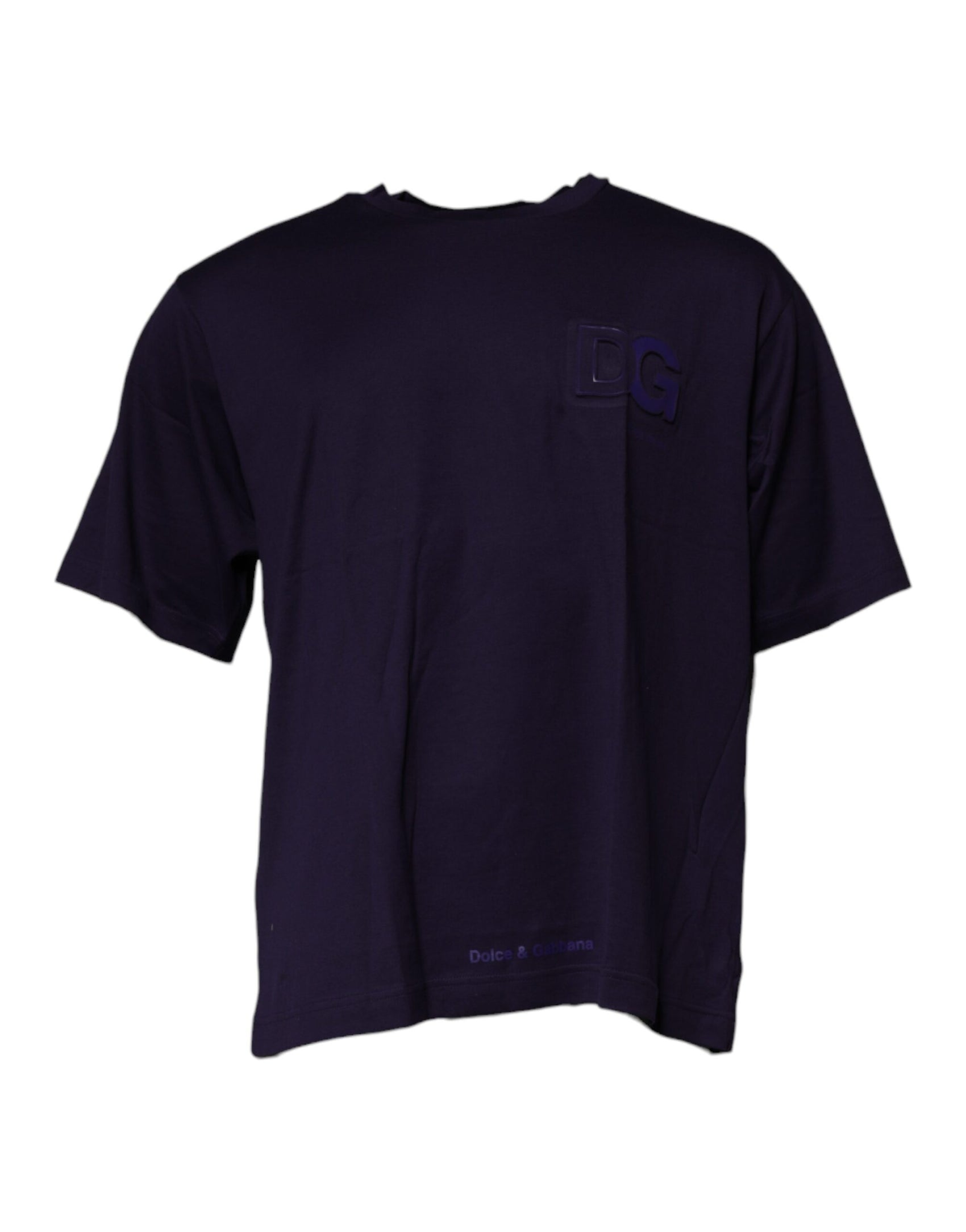 Marineblaues T-Shirt aus Baumwolle mit Rundhalsausschnitt und DG-Logo
