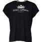 Dunkelblaues T-Shirt aus Baumwolle mit Rundhalsausschnitt und Logo-Krone