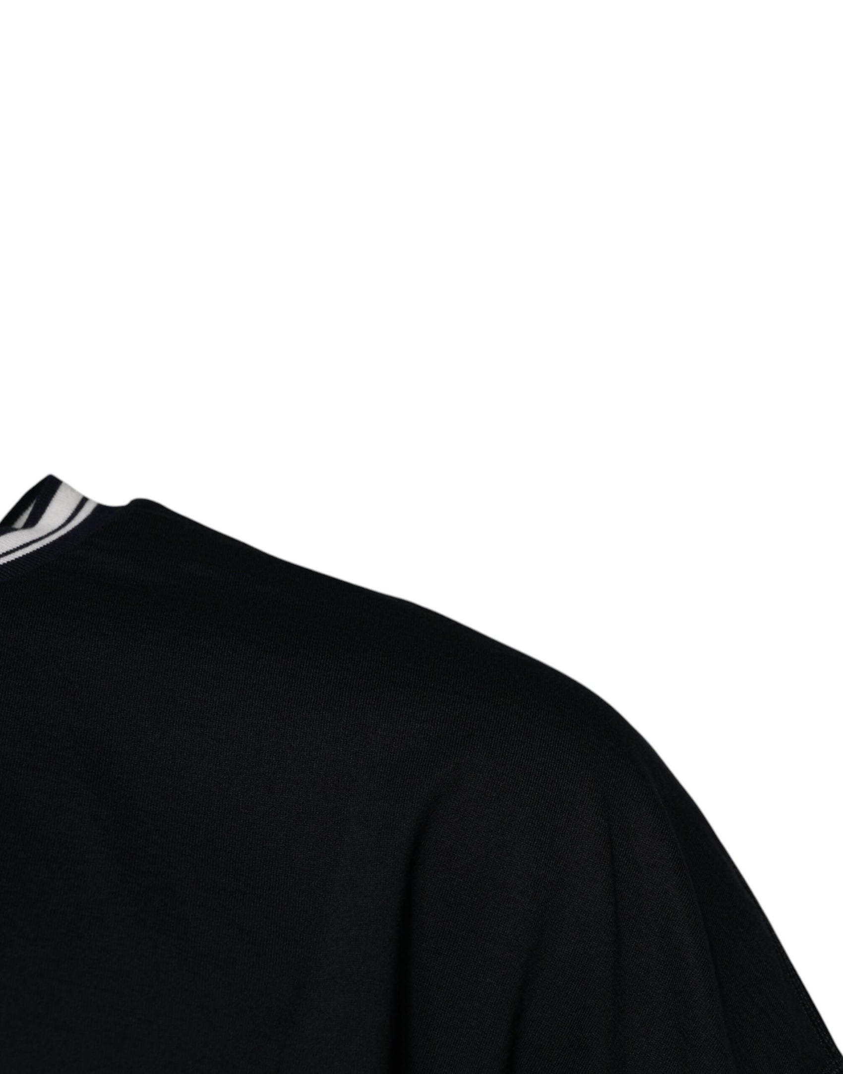 Dunkelblaues T-Shirt aus Baumwolle mit Rundhalsausschnitt und Logo-Krone