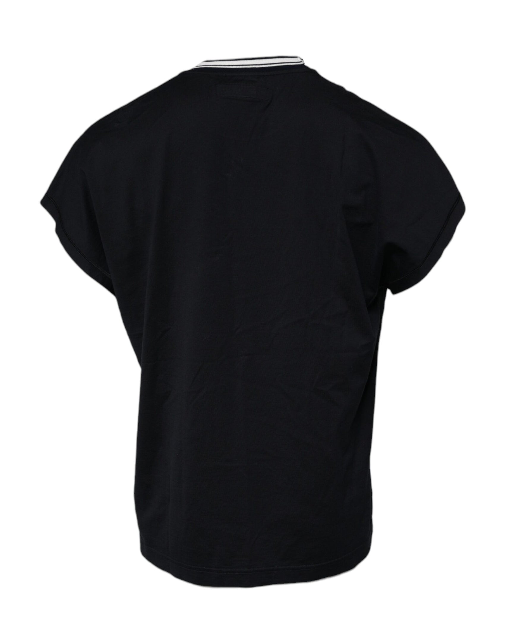 Dunkelblaues T-Shirt aus Baumwolle mit Rundhalsausschnitt und Logo-Krone