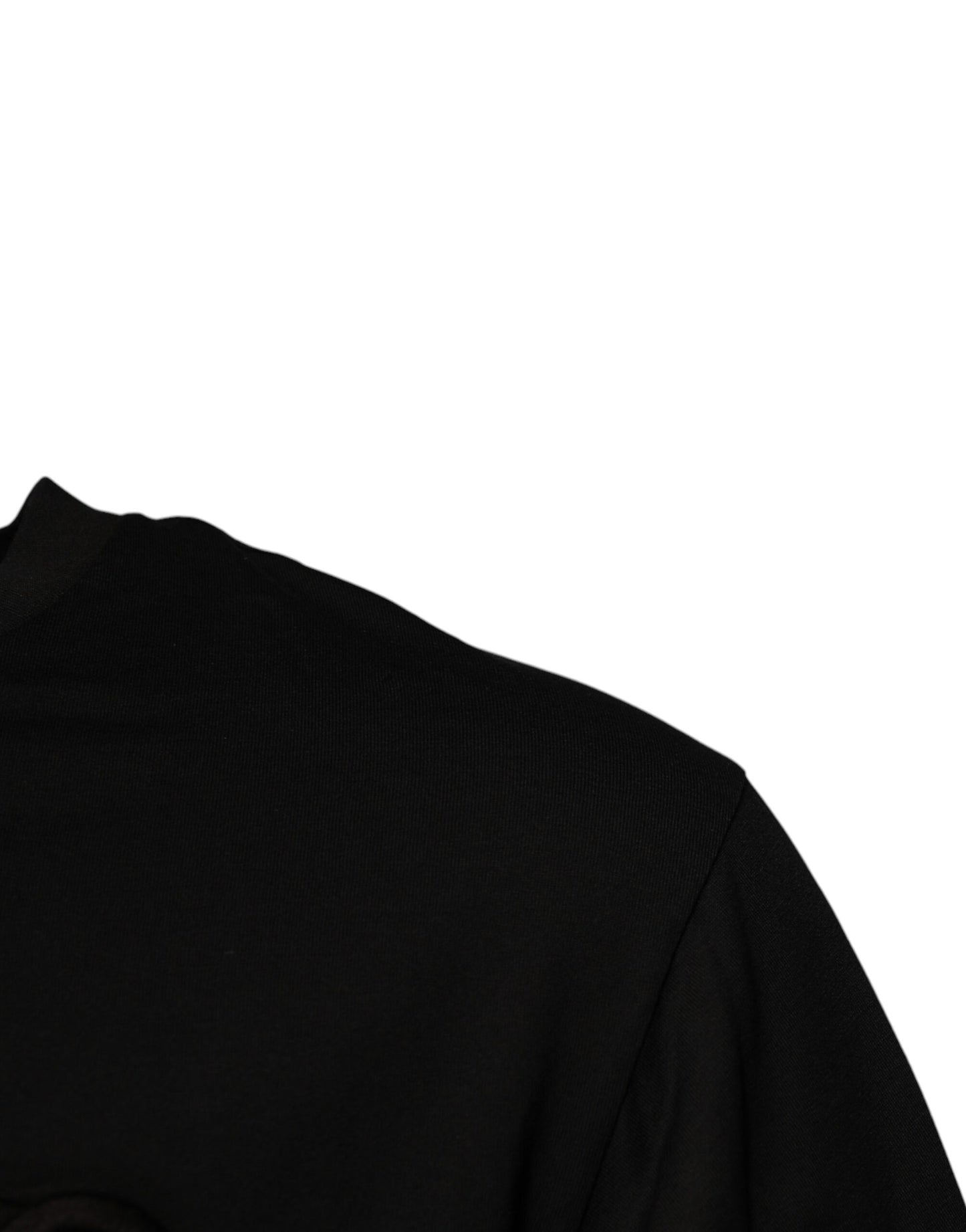 Schwarzes Baumwoll-T-Shirt mit Rundhalsausschnitt und DG-Logo