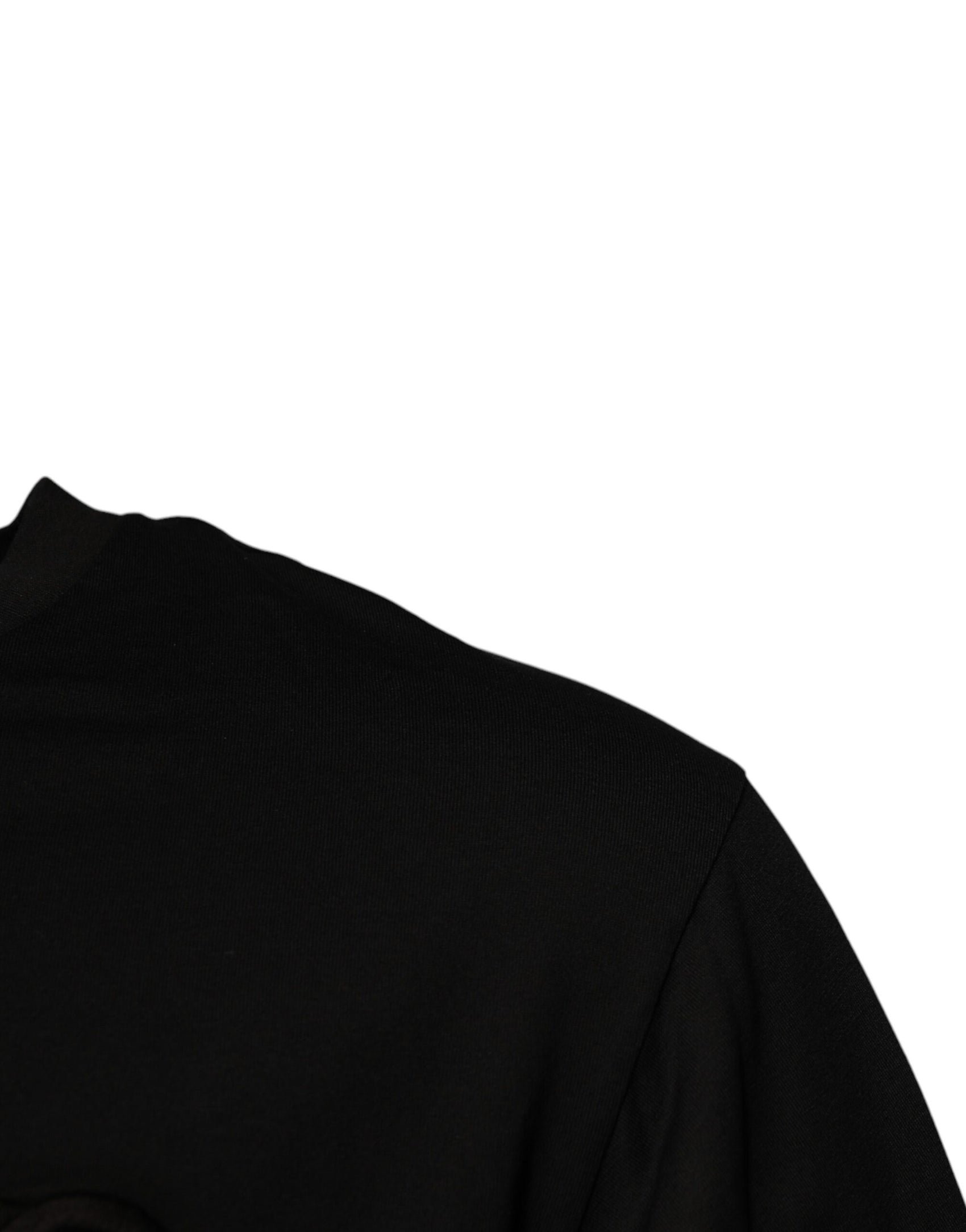 Schwarzes Baumwoll-T-Shirt mit Rundhalsausschnitt und DG-Logo