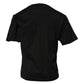 Schwarzes Baumwoll-T-Shirt mit Rundhalsausschnitt und DG-Logo