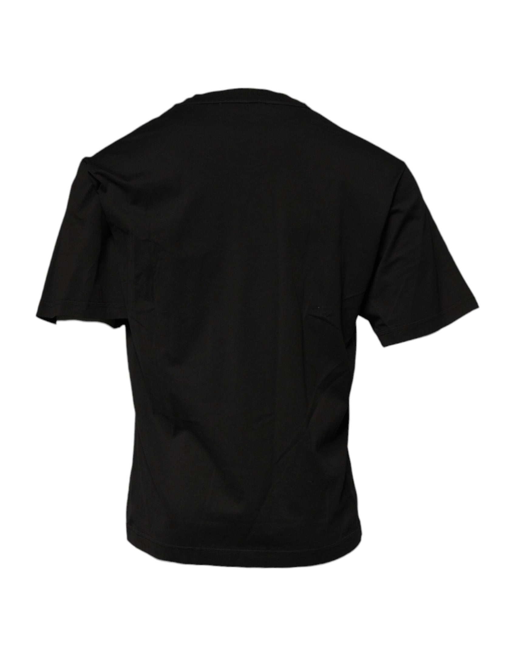 Schwarzes Baumwoll-T-Shirt mit Rundhalsausschnitt und DG-Logo