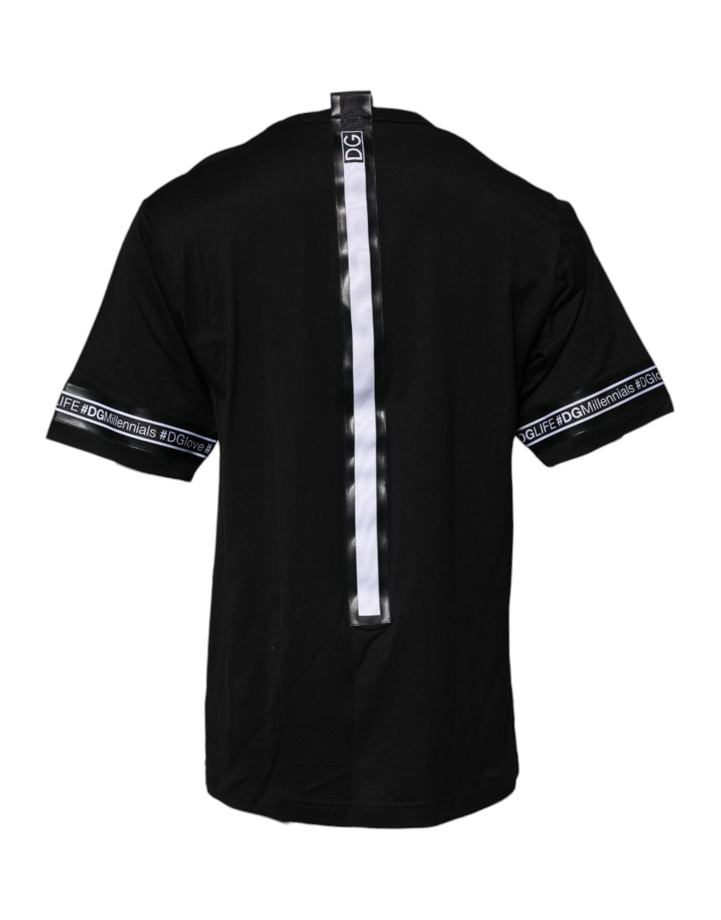 Schwarzes #DGMILLENNIALS Baumwoll-T-Shirt mit Rundhalsausschnitt