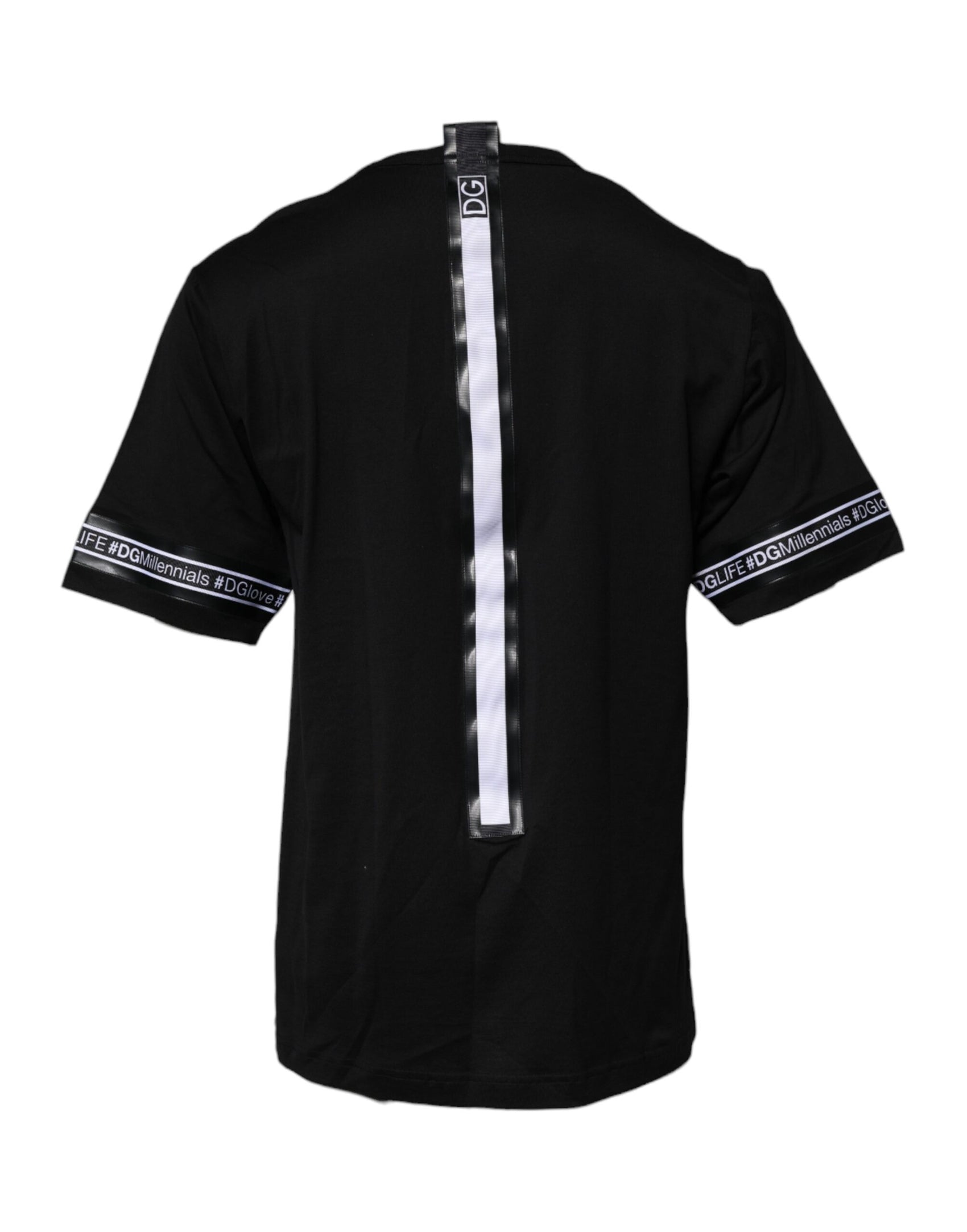 Schwarzes #DGMILLENNIALS Baumwoll-T-Shirt mit Rundhalsausschnitt