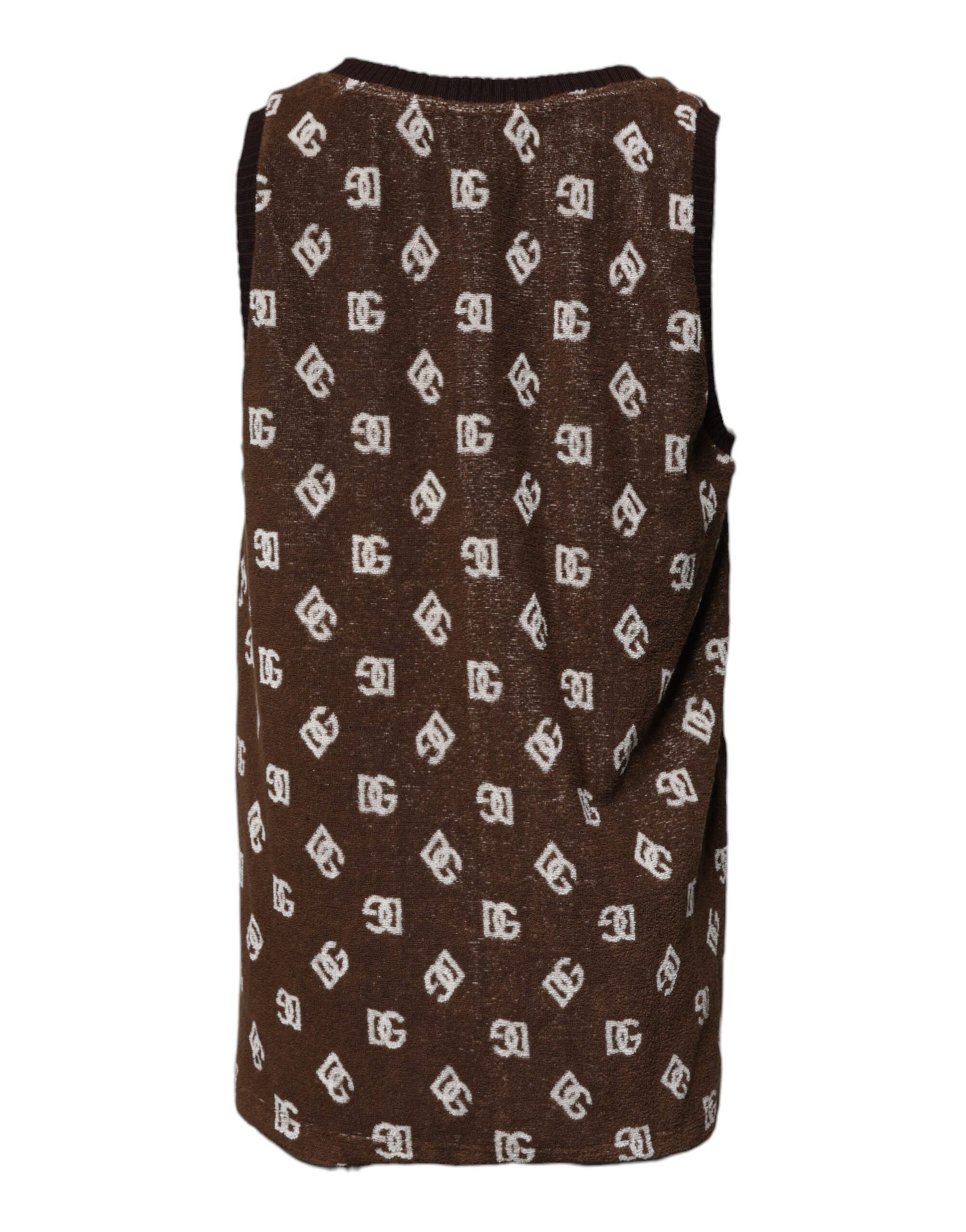 Braunes T-Shirt aus Baumwolle mit Rundhalsausschnitt und Logo-Monogramm