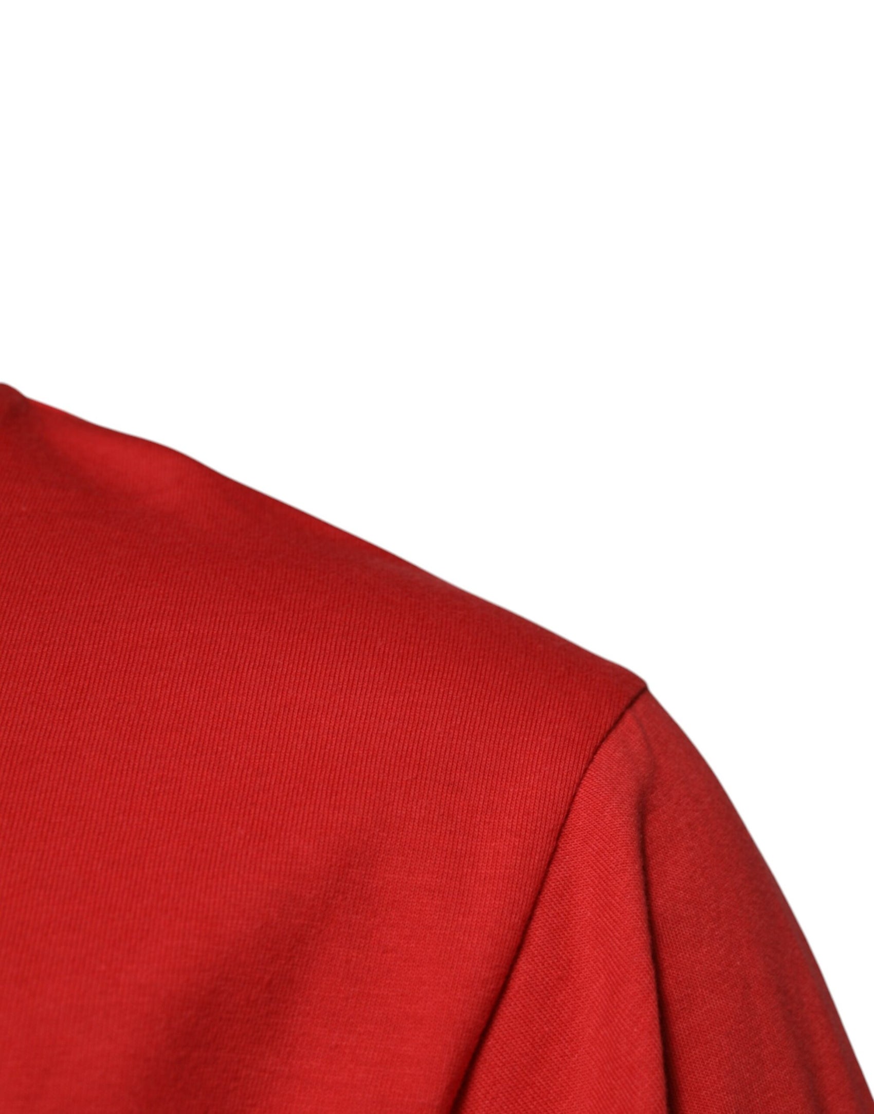 Rotes Baumwoll-T-Shirt mit Rundhalsausschnitt und DG-Logo-Patch