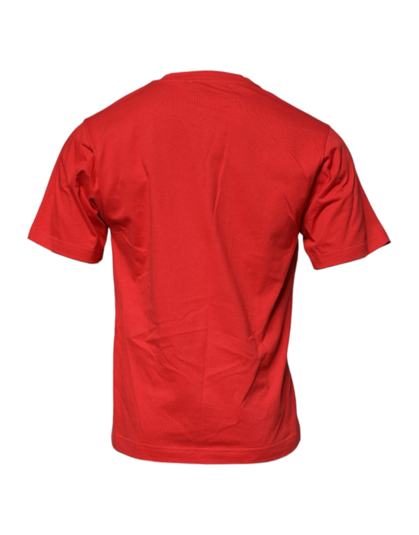 Rotes Baumwoll-T-Shirt mit Rundhalsausschnitt und DG-Logo-Patch