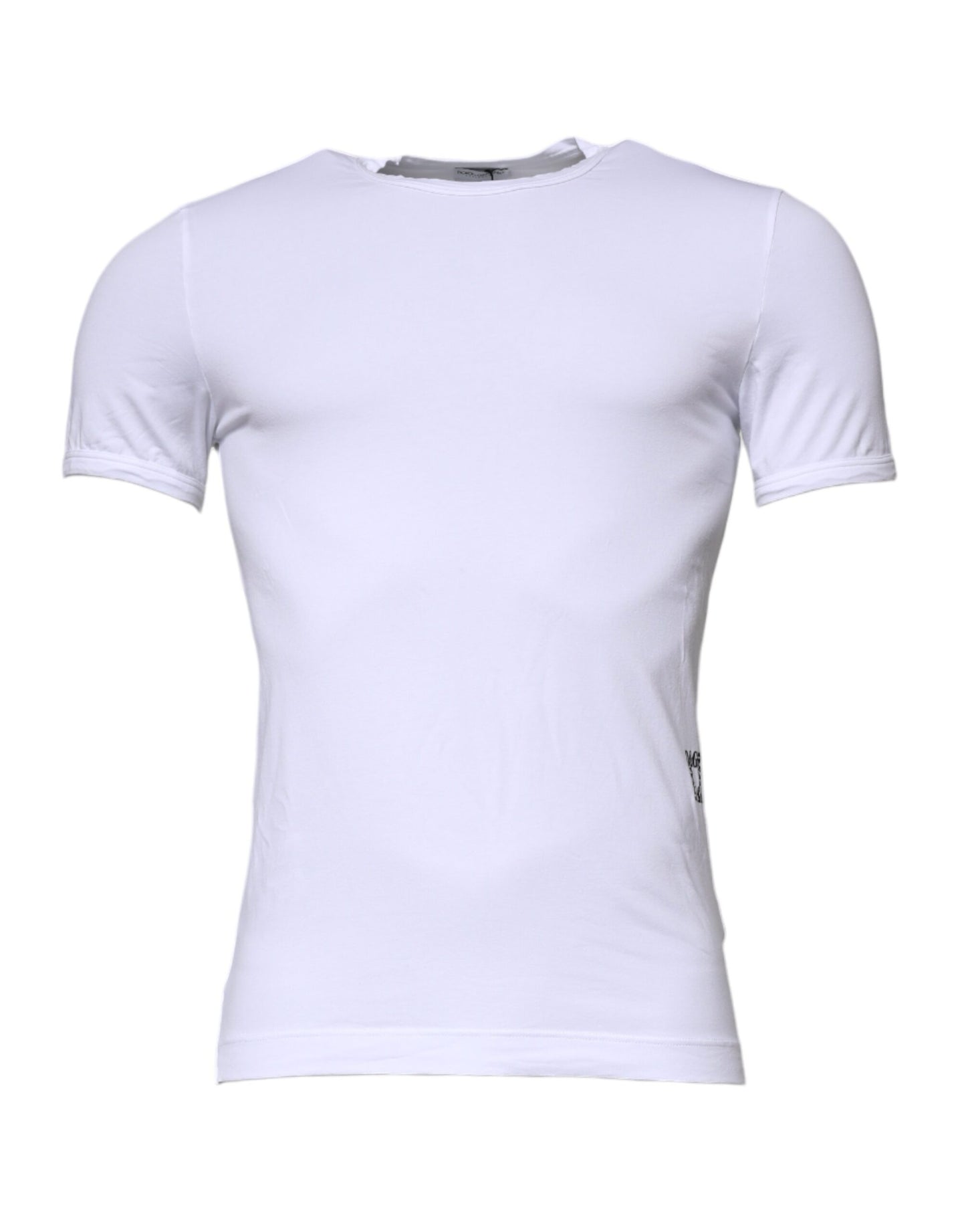Weißes Unterwäsche-T-Shirt mit Rundhalsausschnitt und Stretch-Baumwolle