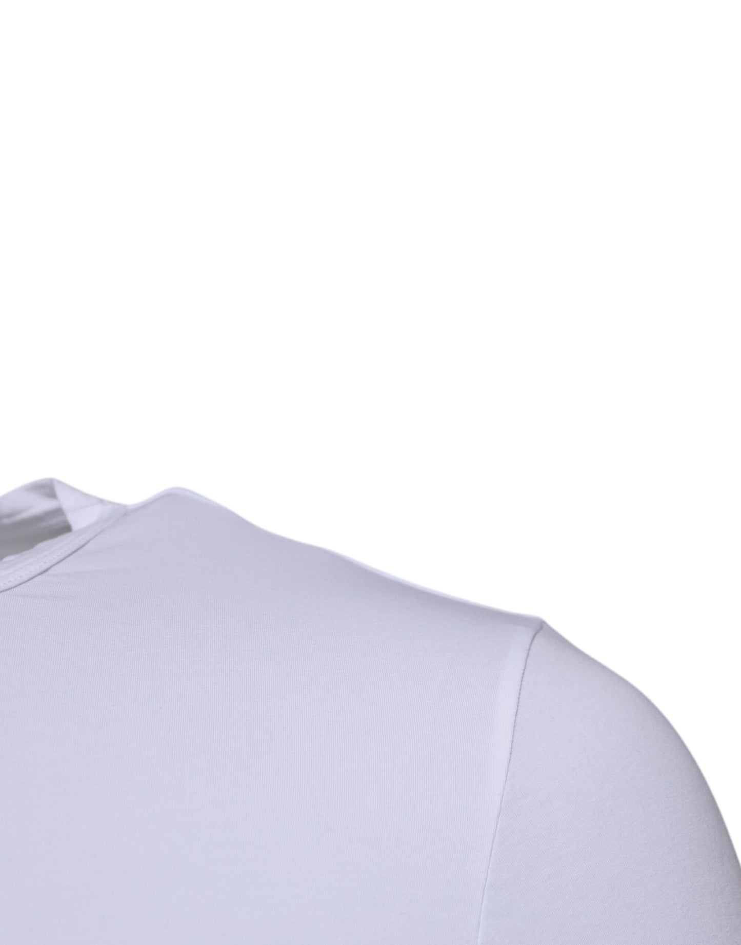 Weißes Unterwäsche-T-Shirt mit Rundhalsausschnitt und Stretch-Baumwolle