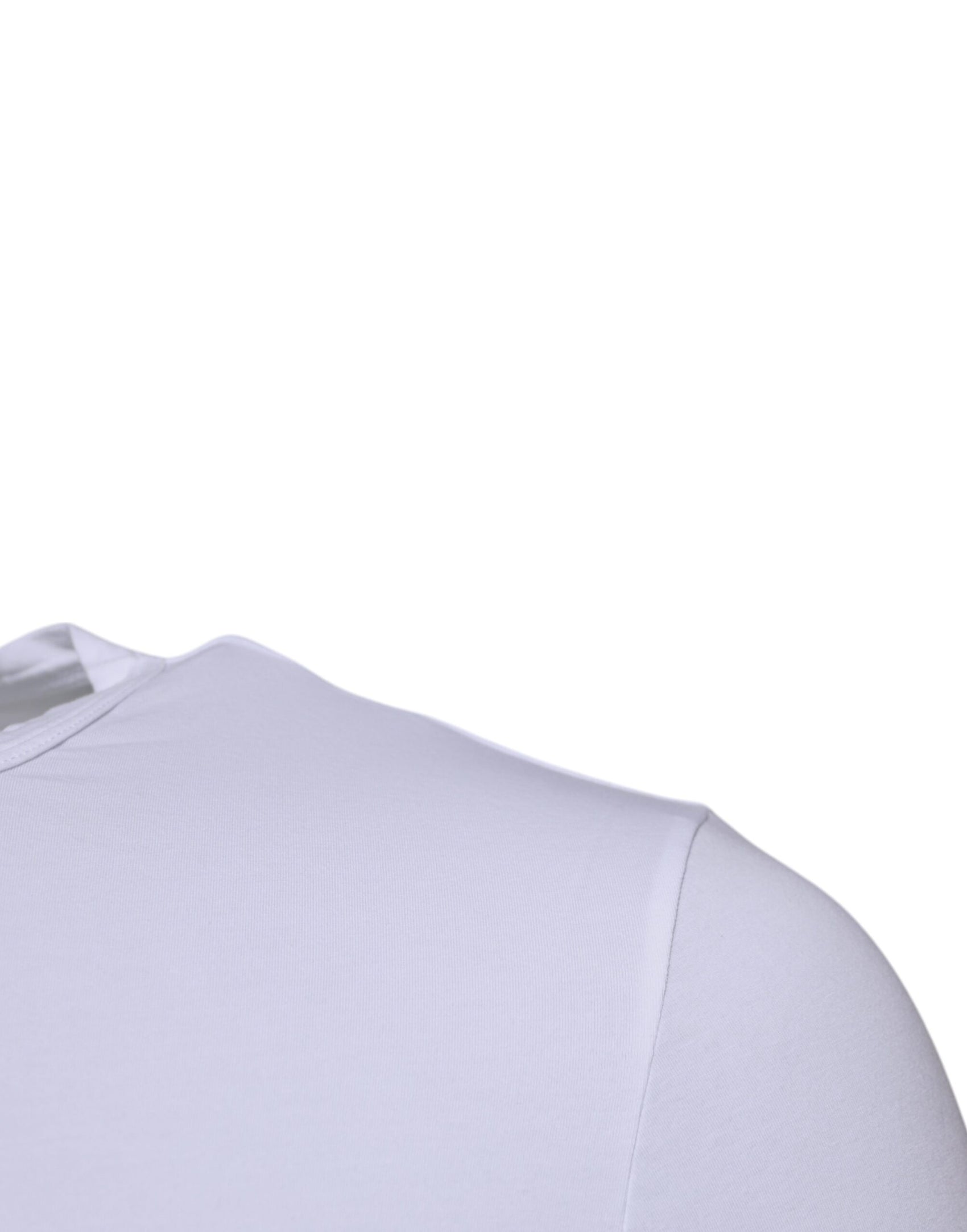 Weißes Unterwäsche-T-Shirt mit Rundhalsausschnitt und Stretch-Baumwolle