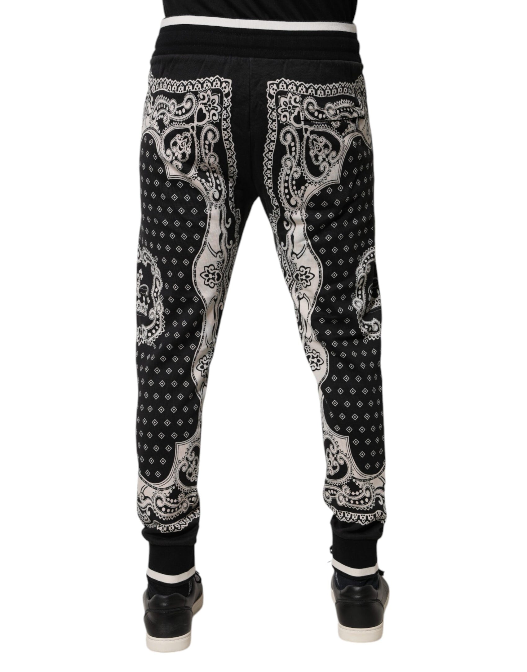 Schwarze Jogginghose aus Baumwolle mit Bandana-Muster