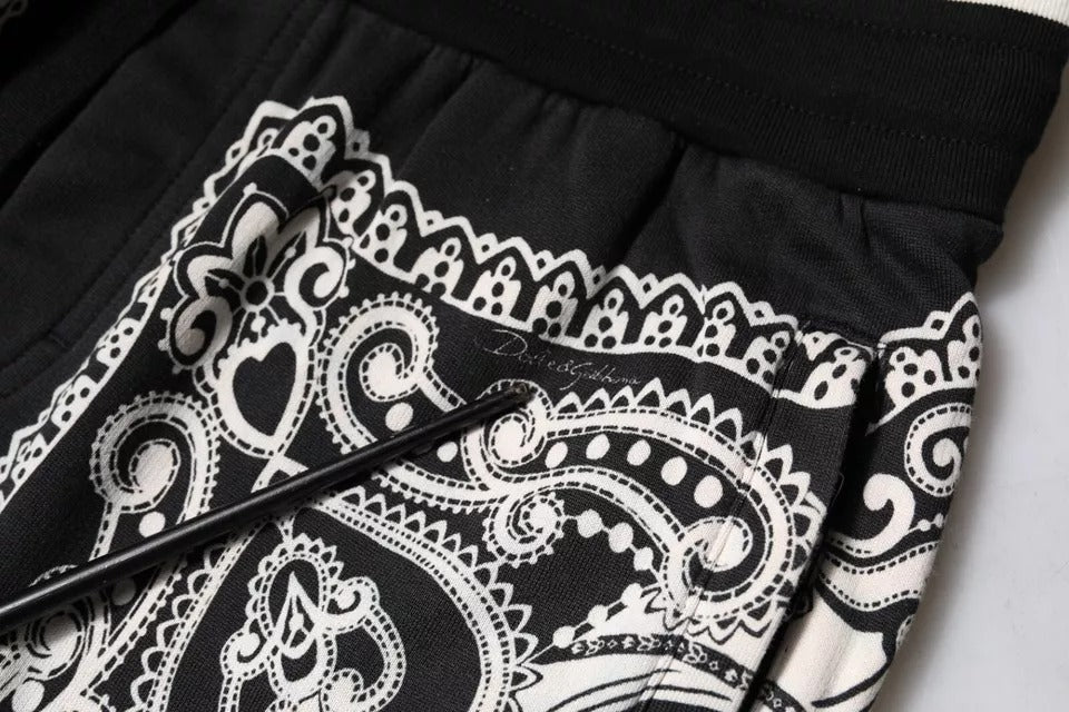 Schwarze Jogginghose aus Baumwolle mit Bandana-Muster