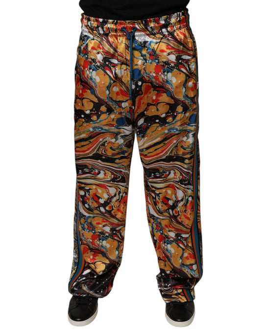 Pantaloni da tuta da uomo in raso marmo multicolore