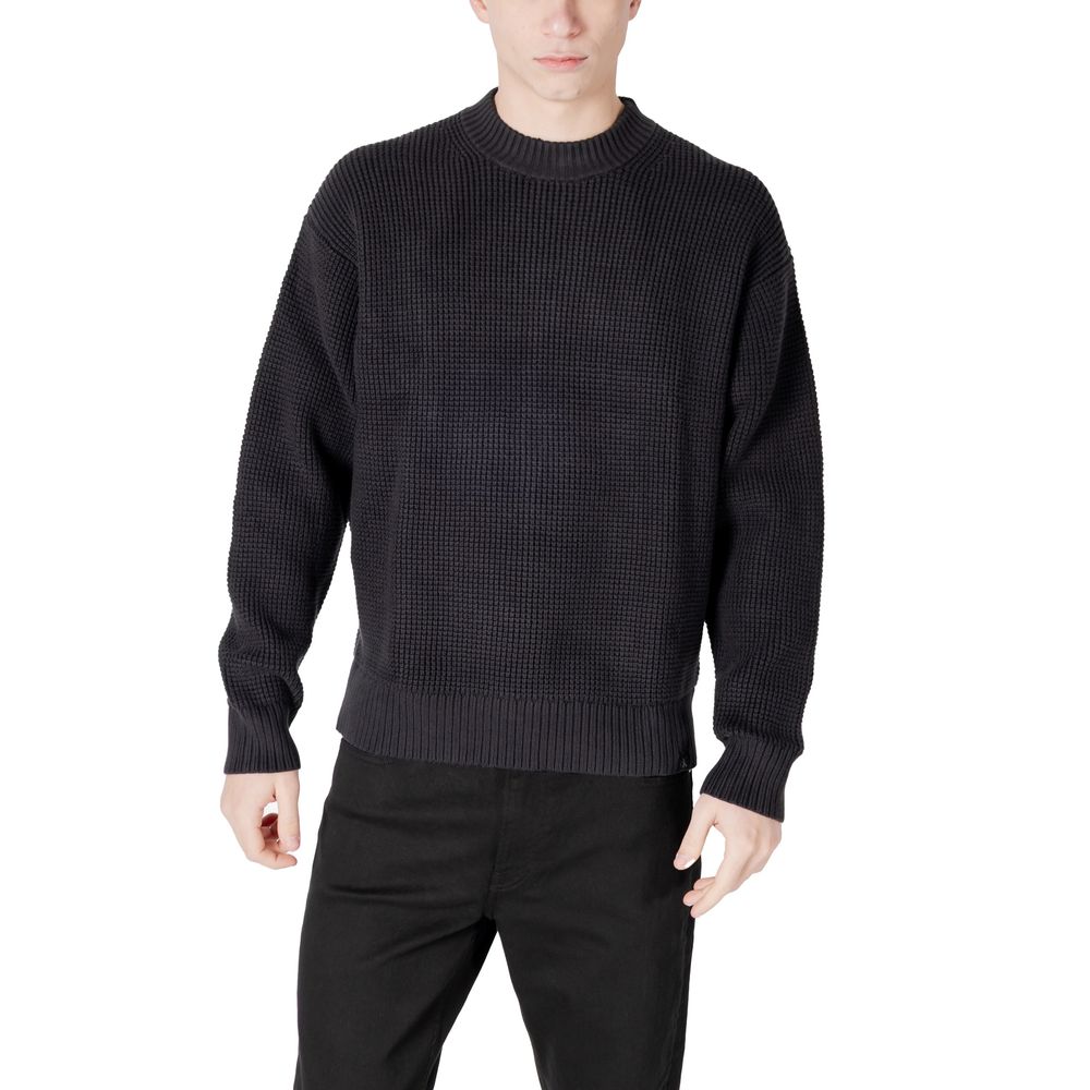 Schwarzer Baumwollpullover