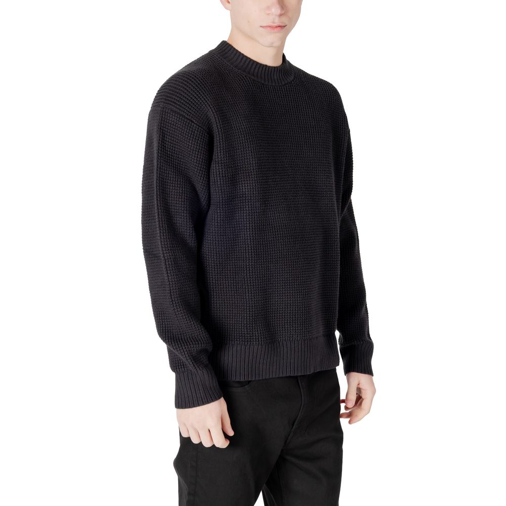 Schwarzer Baumwollpullover