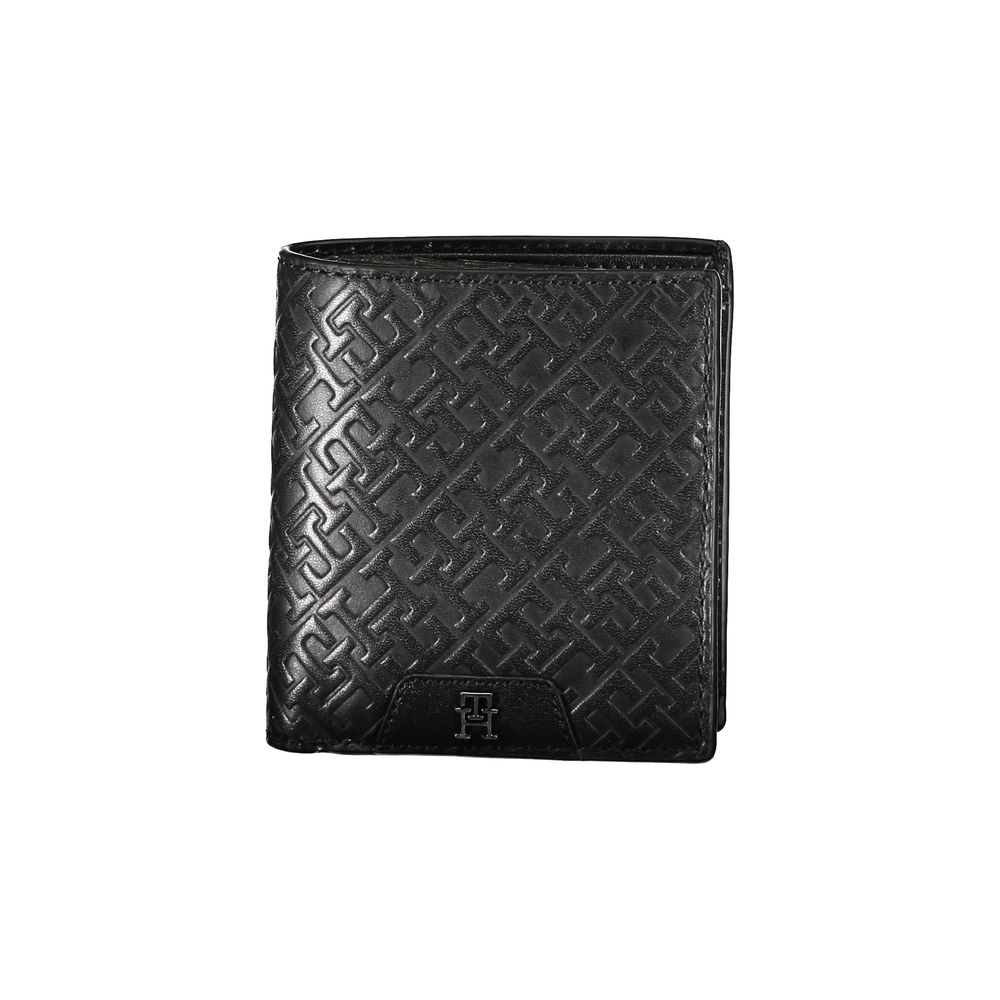 Sleek Black Leather Dual-Compartment Wallet