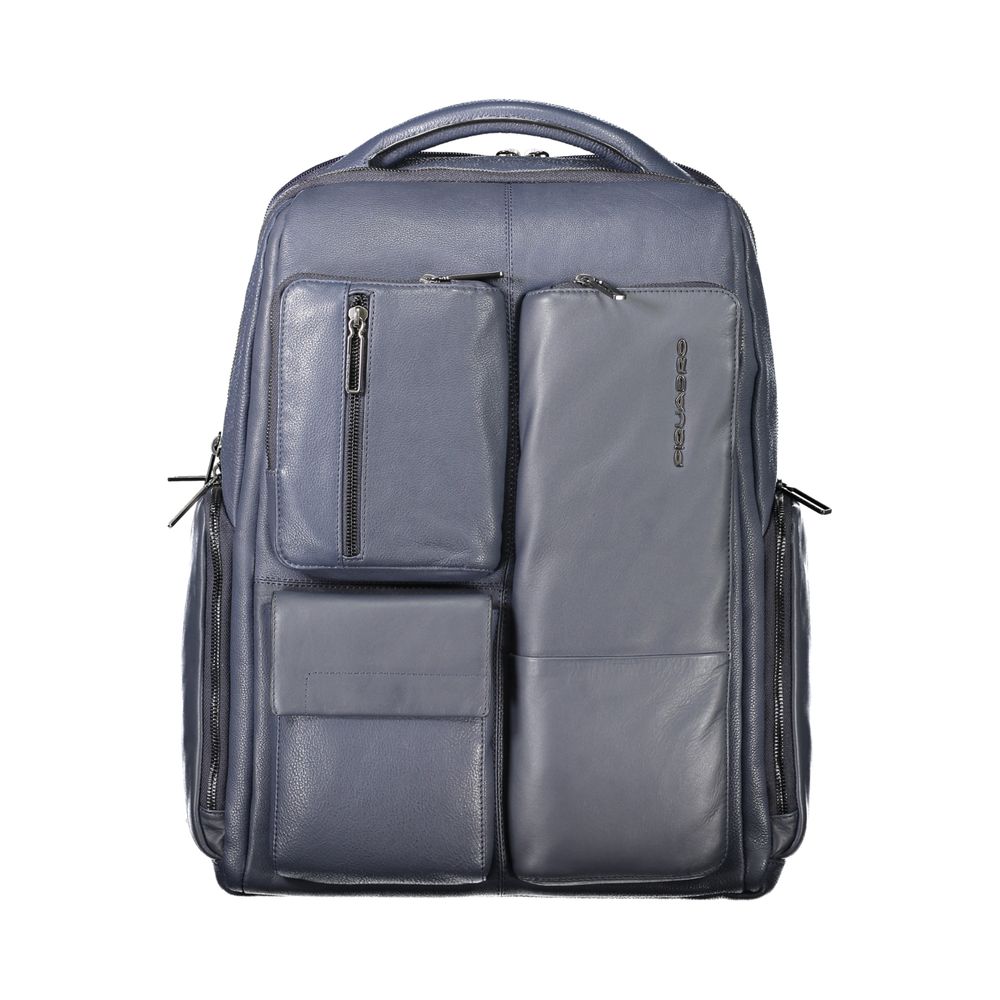 Blauer Leder Herren Rucksack