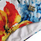 Weißer Badeanzug mit Blumenmuster und Bikinihose