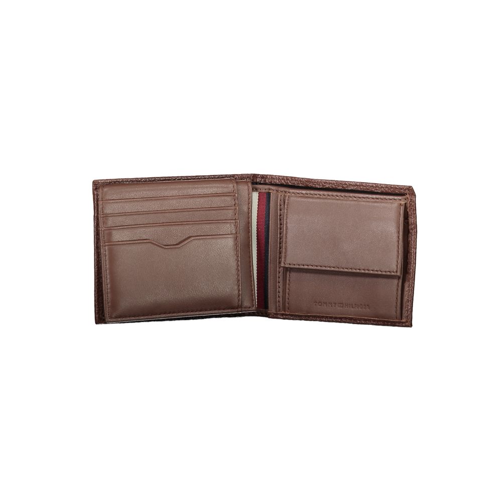 Elegante portafoglio bifold in pelle marrone