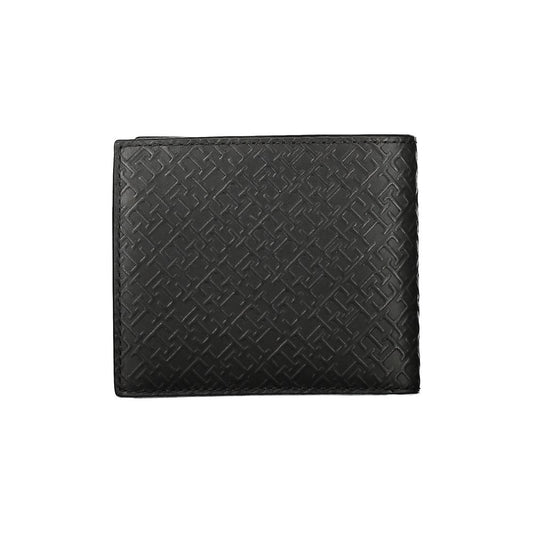 Elegante schwarze Lederbrieftasche mit mehreren Fächern