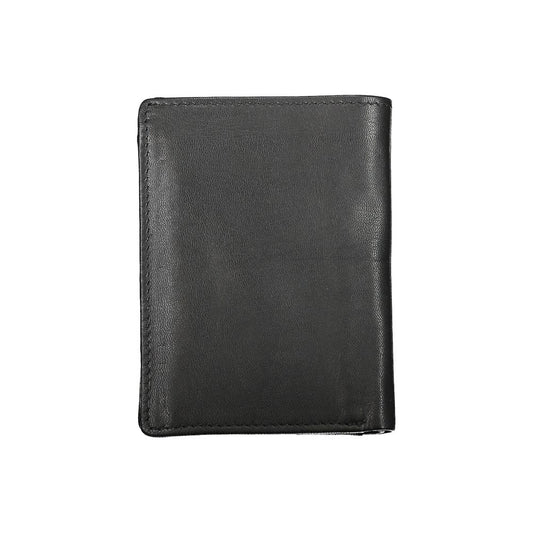 Elegante schwarze Lederbrieftasche mit zwei Fächern