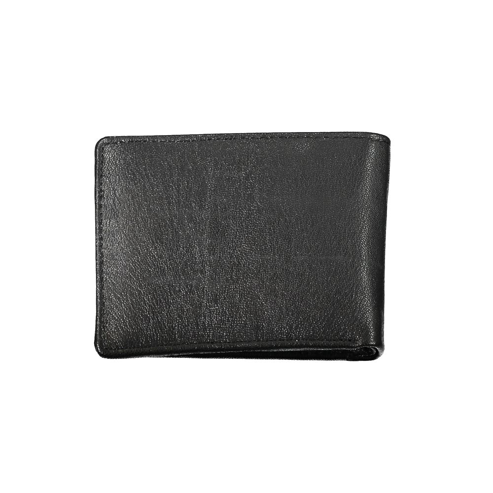 Elegante schwarze Lederbrieftasche mit zwei Fächern