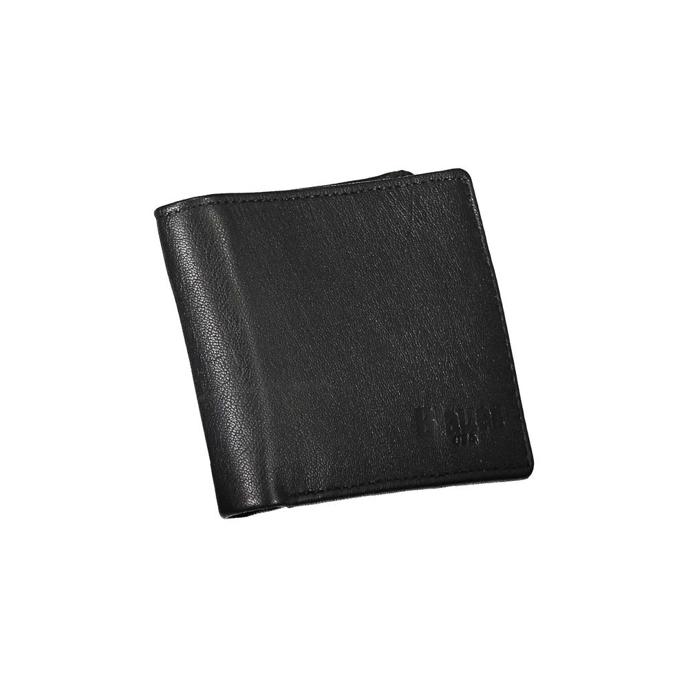 Elegante schwarze Lederbrieftasche mit zwei Fächern