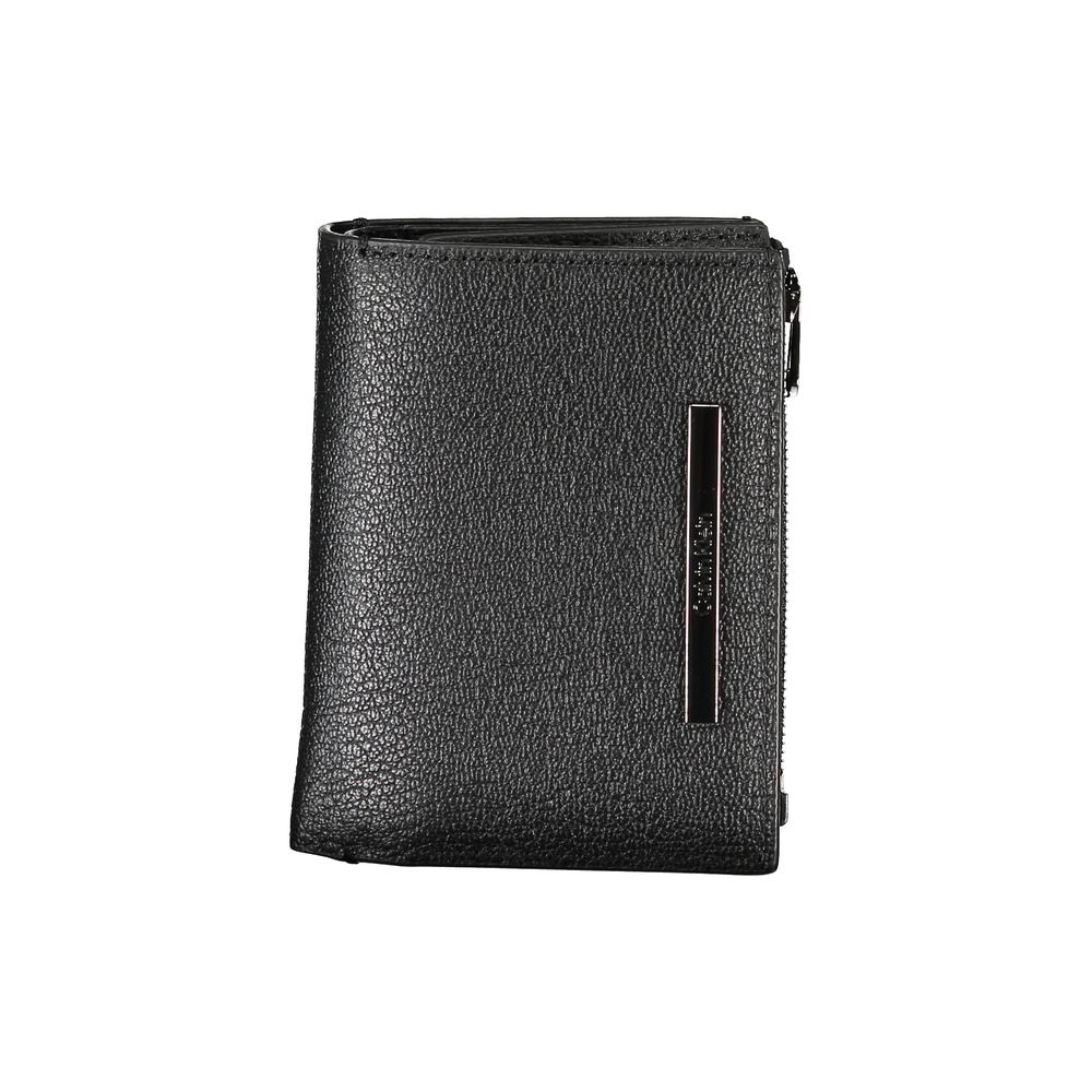 Elegante schwarze Lederbrieftasche mit Münzfach