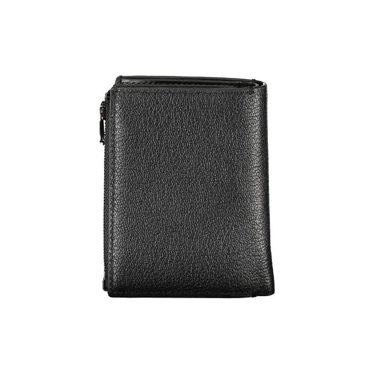 Elegante schwarze Lederbrieftasche mit Münzfach