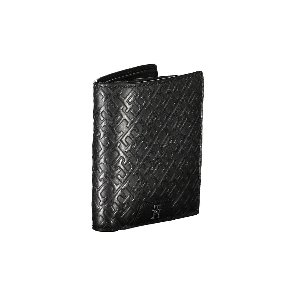 Elegante schwarze Lederbrieftasche mit zwei Fächern