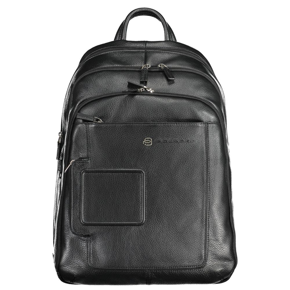 Schwarzer Leder Herren Rucksack