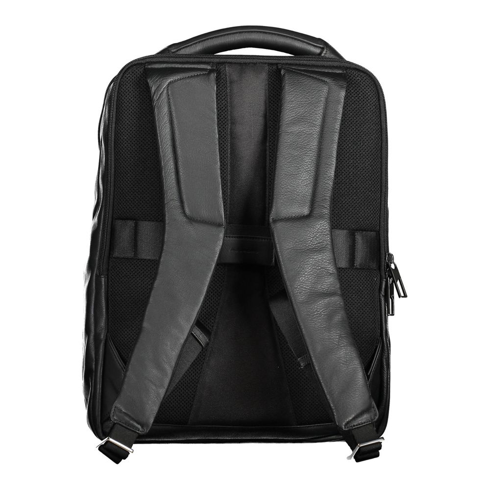 Schwarzer Leder Herren Rucksack