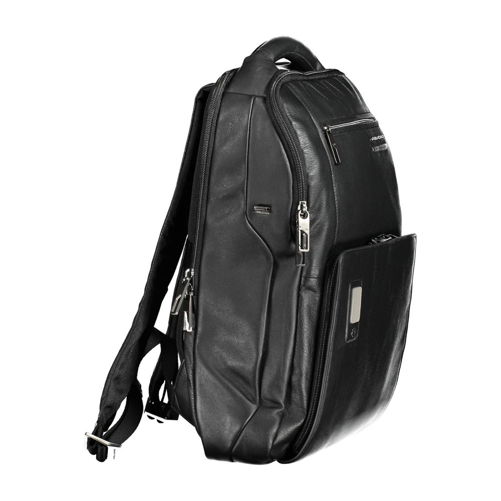 Schwarzer Leder Herren Rucksack